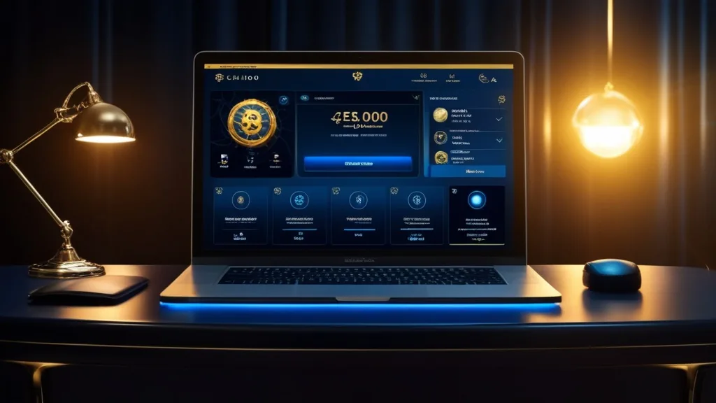 Kontodashboard mit Einzahlungen und Einstellungen in dunkler Casino-Optik