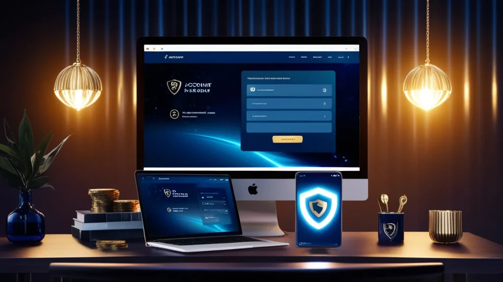 Browser mit Login-Voraussetzungen und dunkler Casino-Atmosphäre